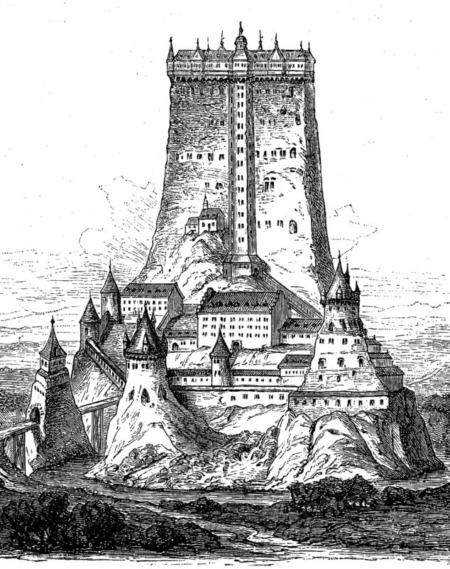 Fleckenstein Castle in Alsace, France, in 1890, Historical, digital reproduction of an original from the 19th century, Europe