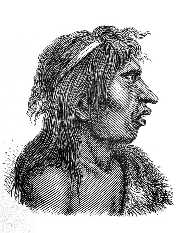 Indians, here a man from Tierra del Fuego, South America, Illustration from 1880, Historical, historical, digital reproduction of an original from the 19th century