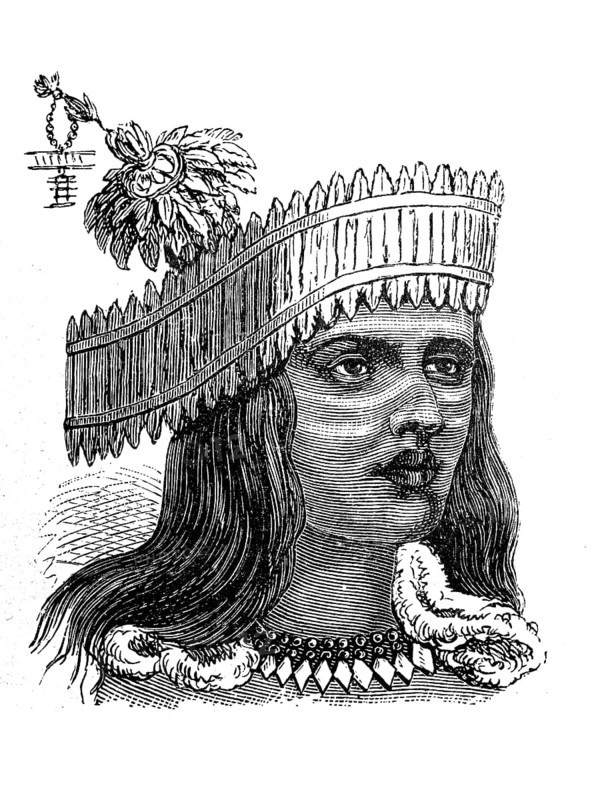 Indians, here a man with feather jewellery from California, America, illustration from 1880, Historical, historical, digital reproduction of an original from the 19th century