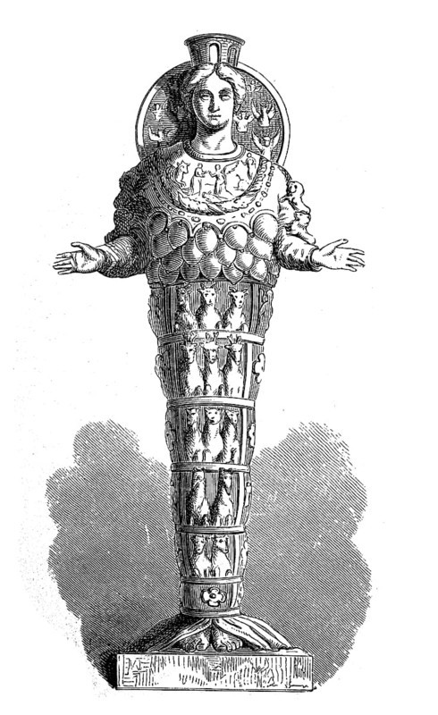 In Greek mythology, Artemis, of Ephesus, is the goddess of the hunt, the forest, birth and the moon as well as the guardian of woman and children, Historical, historical, digital reproduction of an original from the 19th century
