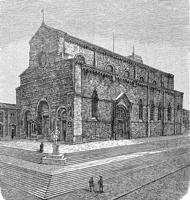 Cathedral in Arezzo, Tuscany, Italy, in 1885, Historical, digital reproduction of an original from the 19th century, Europe