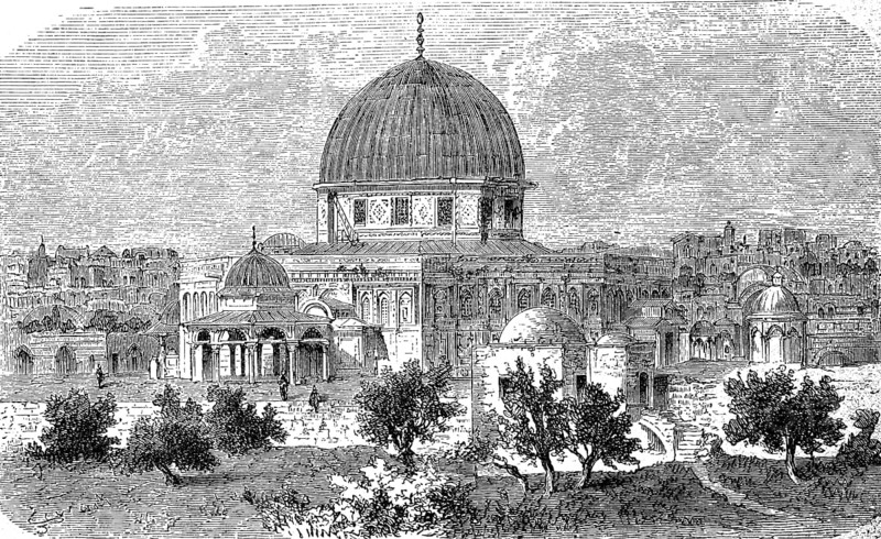 Omar Mosque, Dome of the Rock, in Jerusalem, Israel, after a view from 1860, Historical, digital reproduction of an original from the 19th century, Asia