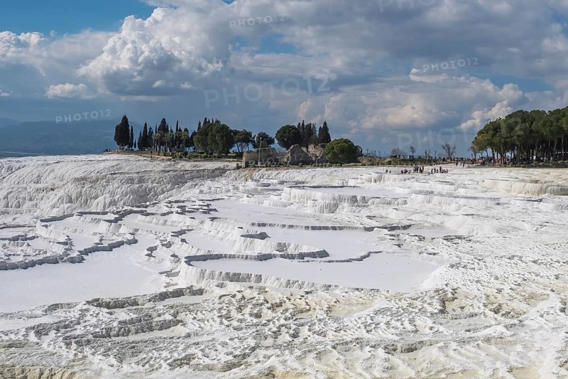 Sintered limestone terraces of Pamukkale, Pamukkale, Denizli province, Aegean region, Turkey, Asia
