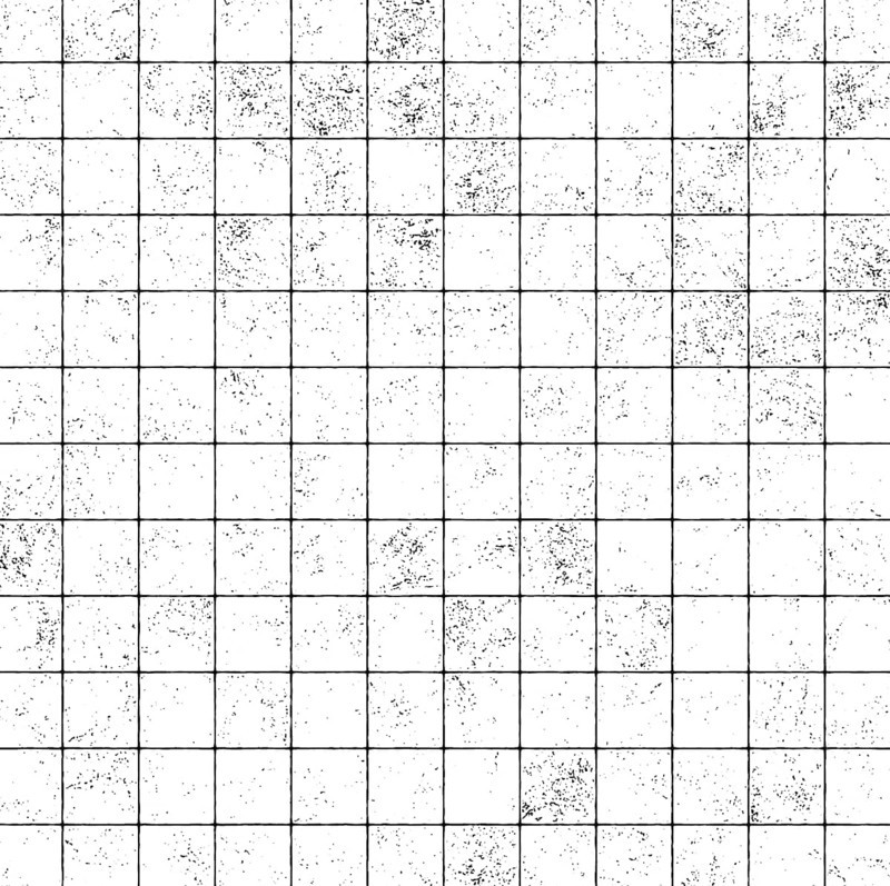 A grunge textured black and white grid pattern with distressed squares