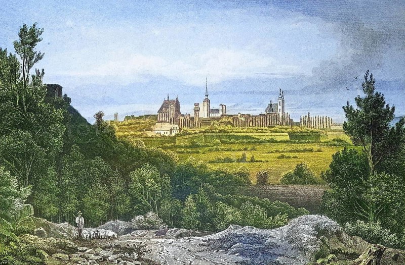 Historical view, 19th century, of the town of Neisse, formerly Silesia, Germany, today Nysa, Poland, digitally restored reproduction from a 19th century original, Record date not stated, Europe