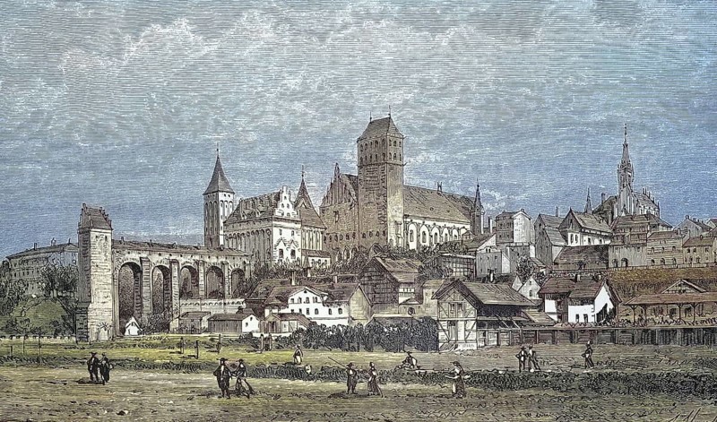 Historical view, 19th century, of the town of Marienwerder, formerly Prussia, Germany, today Kwidzyn, Poland, digitally restored reproduction from a 19th century original, Record date not stated, Europe