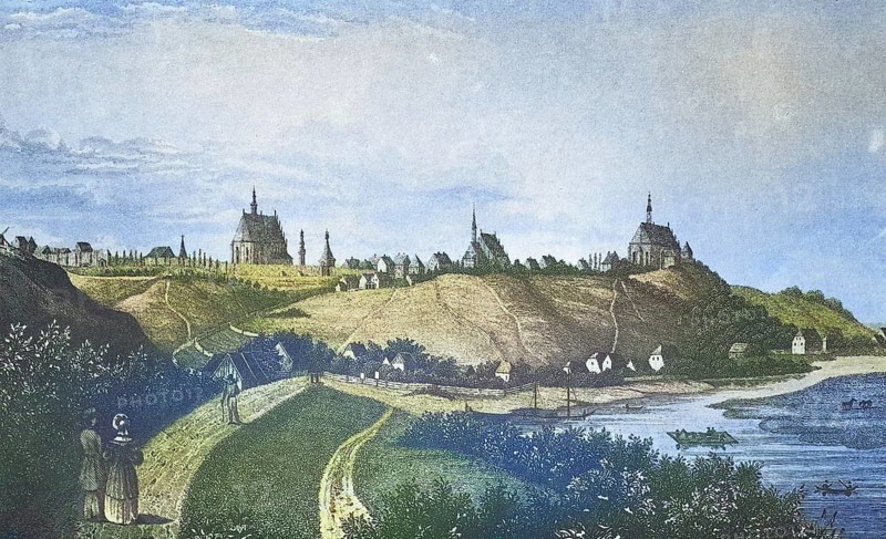 Historical view, 19th century, of the town of Culm or Kulm, formerly Prussia, Germany, today Chelmno, Poland, digitally restored reproduction from a 19th century original, Record date not stated, Europe