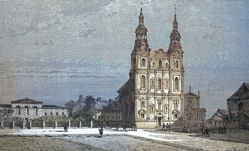 Historical view, 19th century, of the city of Poznan, Cathedral, formerly Prussia, Germany, today Poznan, Poland, digitally restored reproduction from a 19th century original, Record date not stated, Europe