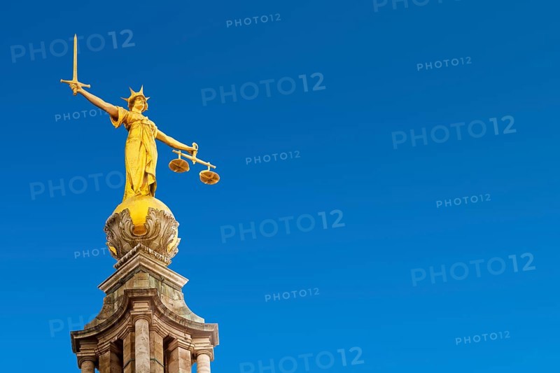 Lady Justice Statue on the Old Bailey, Central Criminal Court, London, United Kingdom, Europe