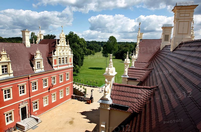 Bad Muskau, 26 July 2009, New Palace in Prince Pückler Park, UNESCO World Heritage Site, Bad Muskau, Germany, Europe
