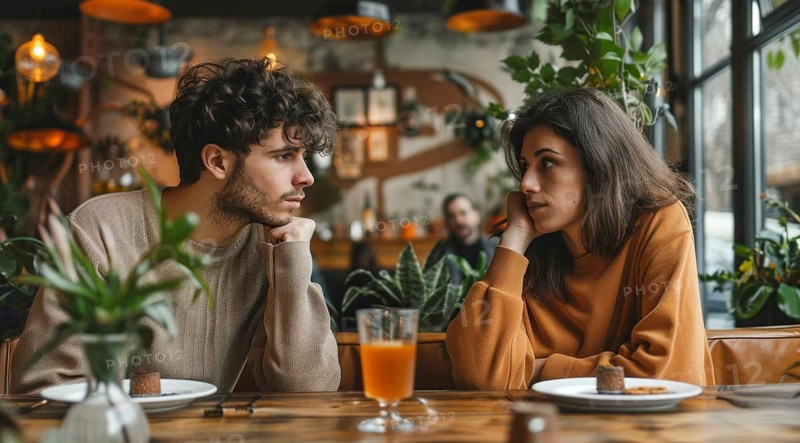 A couple going through broken relationship and divorce and expressing their negative emotions, AI generated