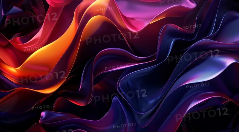 Abstract background of wave of light and dark blue with orange and red streaks, AI generated