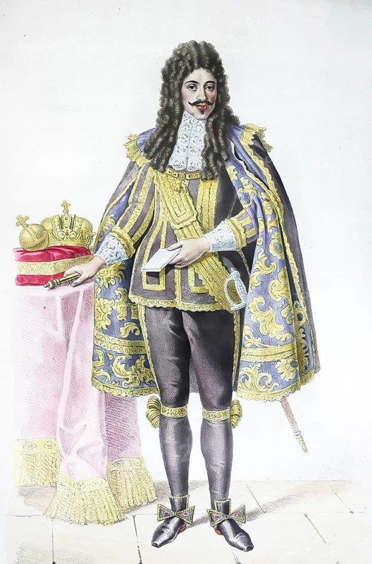 Leopold I (born 9 June 1640 in Vienna, died 5 May 1705 in Vienna), VI of the House of Habsburg, born Leopold Ignaz Joseph Balthasar Franz Felician, was Emperor of the Holy Roman Empire from 1658 to 1705 and King in Germania, Hungary (from 1655), Bohemia (from 1656), Croatia and Slavonia (from 1657), Historical, digitally restored reproduction from a 19th century original, Record date not stated