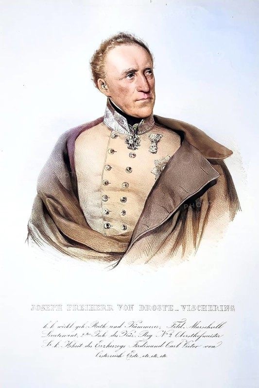 Josef von Droste zu Vischering (1784-1845), Baron, Imperial and Royal Field Marshal Lieutenant, Lord Chamberlain to Archduke Ferdinand Carl Viktor, Historical, digitally restored reproduction from a 19th century original, Record date not stated