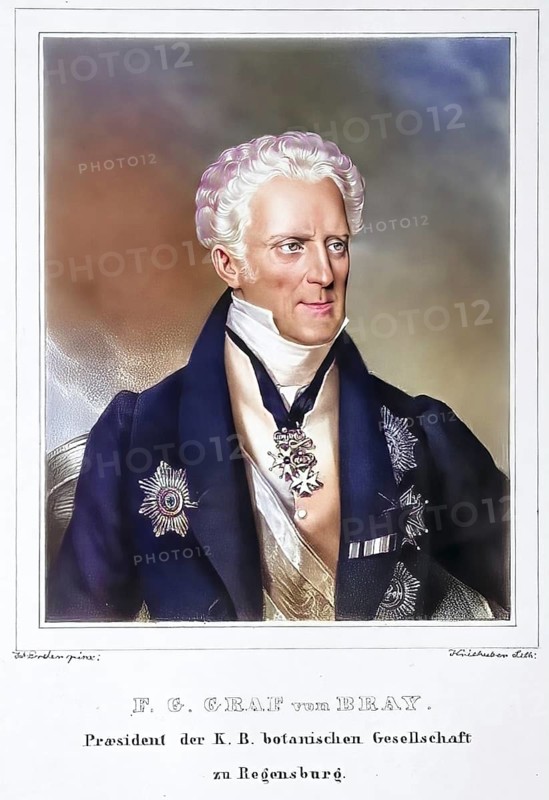 Franz Gabriel Graf von Bray or François Gabriel de Bray, also Debray (born 25 December 1765 in Rouen, died 2 September 1832 in Irlbach) was a French-German diplomat and naturalist, Historical, digitally restored reproduction from a 19th century original, Record date not stated