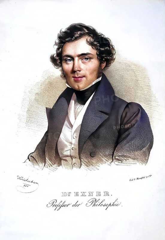 Franz Serafin Exner (born 28 August 1802 in Vienna, died 21 June 1853 in Padua) was an Austrian philosopher. He was a professor of philosophy and an important university and school reformer, Historical, digitally restored reproduction from a 19th century original, Record date not stated