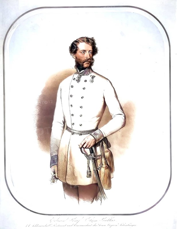 Eduard Graf Clam-Gallas (born 14 March 1805 in Prague, died 17 March 1891 in Vienna) was an Austrian officer, last General of the Cavalry, Historical, digitally restored reproduction from a 19th century original, Record date not stated