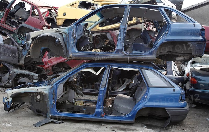 Berlin, 09.0420.09, Vehicles for scrapping at a scrap yard of a car recycler, Berlin, Germany, Europe