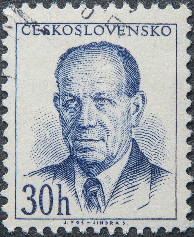 Antonin Zapotocky, (1884 1957), a Czechoslovakian politician. He was the Prime Minister of Czechoslovakia from 1948 to 1953 and the country's President from 1953 to 1957. Portrait on a Czechoslovakian postage stamp