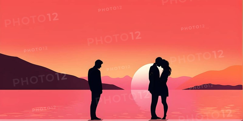 Abstract minimalist love themed wallpaper illustration, AI generated