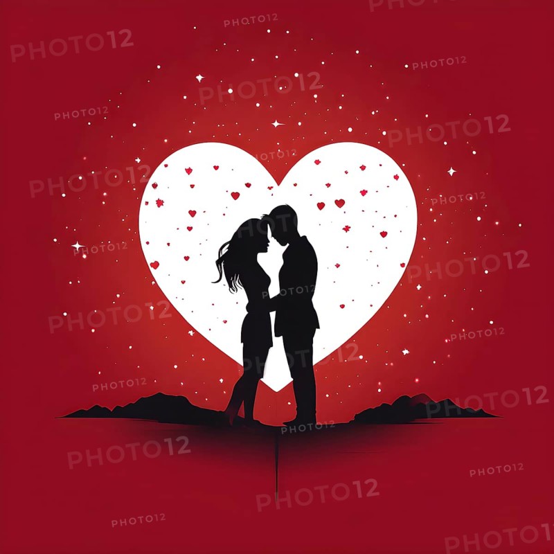 Abstract minimalist love themed wallpaper illustration, AI generated