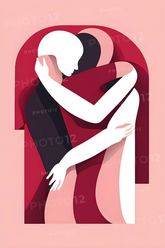 Abstract minimalist love themed wallpaper illustration, AI generated