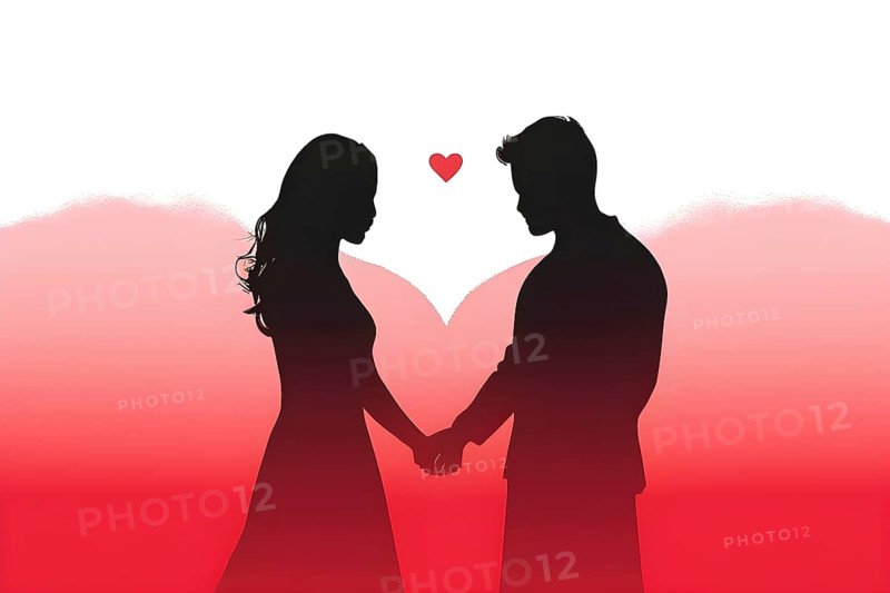 Abstract minimalist love themed wallpaper illustration, AI generated