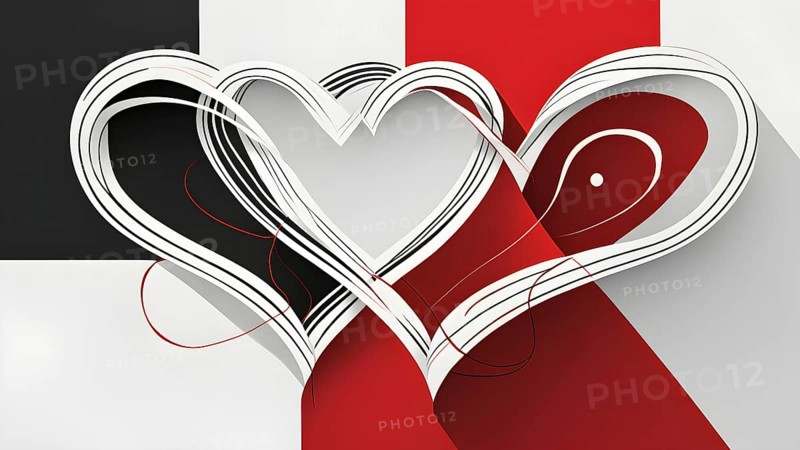 Abstract minimalist love themed wallpaper illustration, AI generated