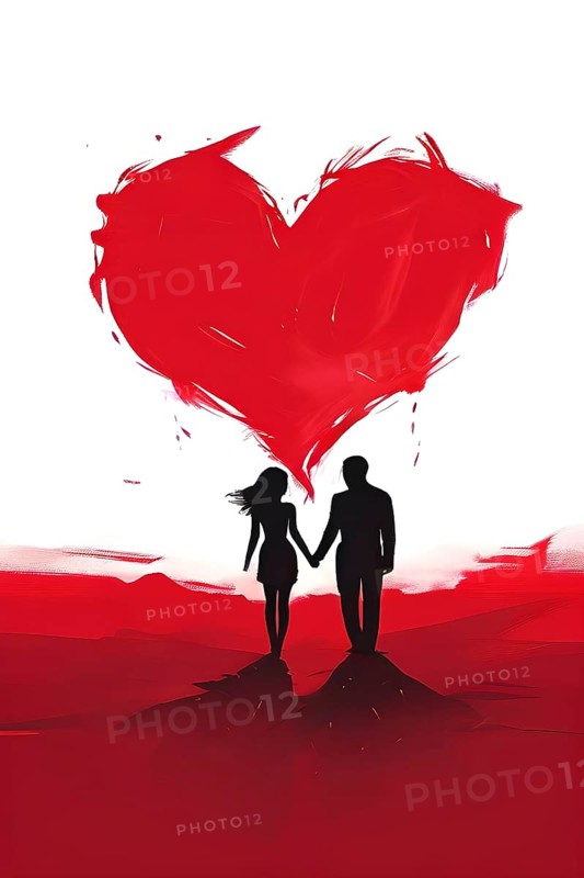 Abstract minimalist love themed wallpaper illustration, AI generated