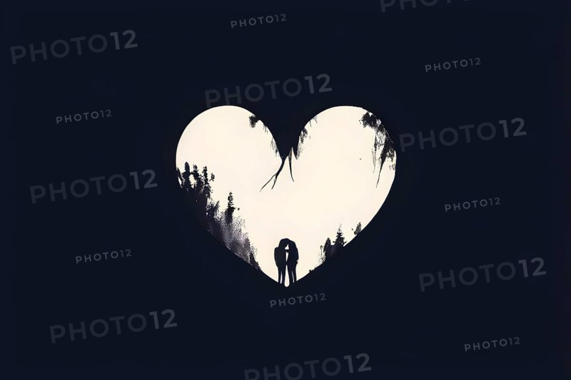 Abstract minimalist love themed wallpaper illustration, AI generated