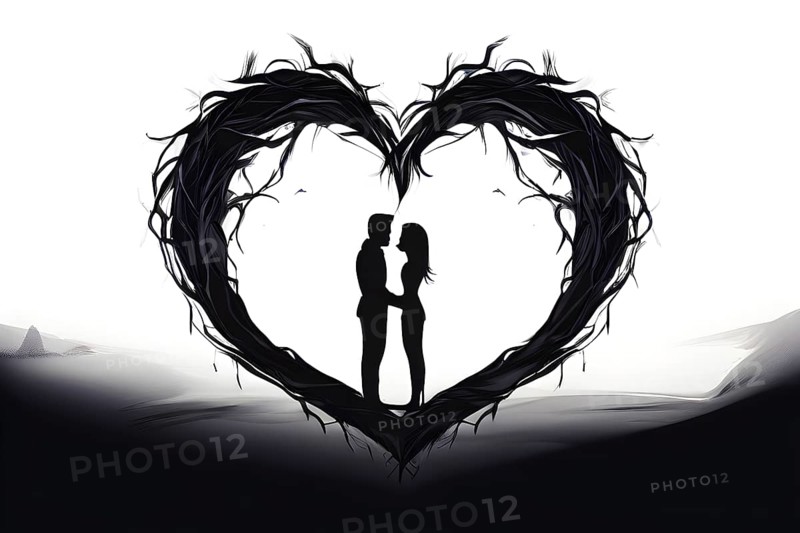 Abstract minimalist love themed wallpaper illustration, AI generated