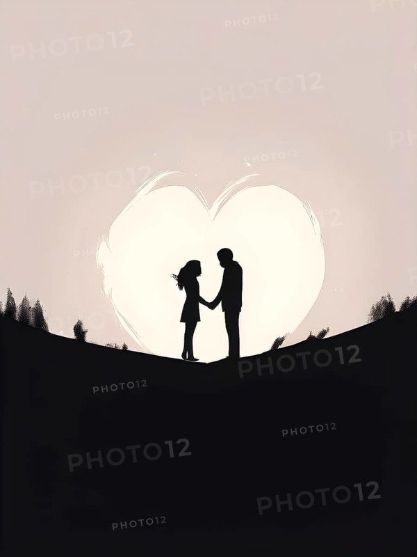 Abstract minimalist love themed wallpaper illustration, AI generated