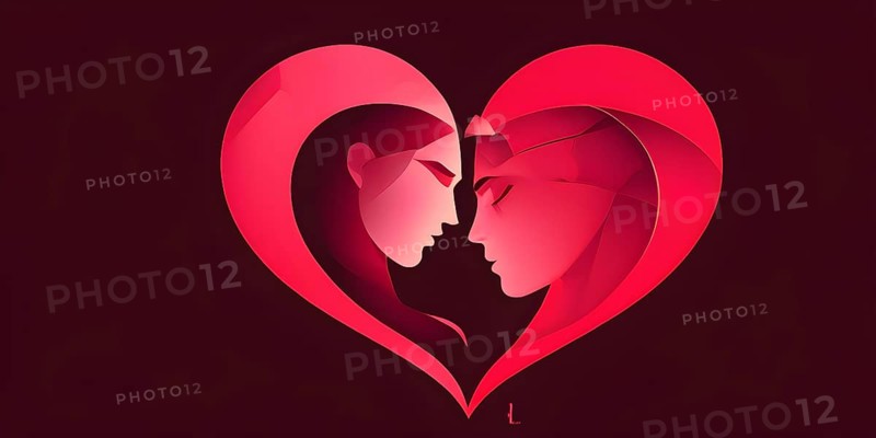 Abstract minimalist love themed wallpaper illustration, AI generated
