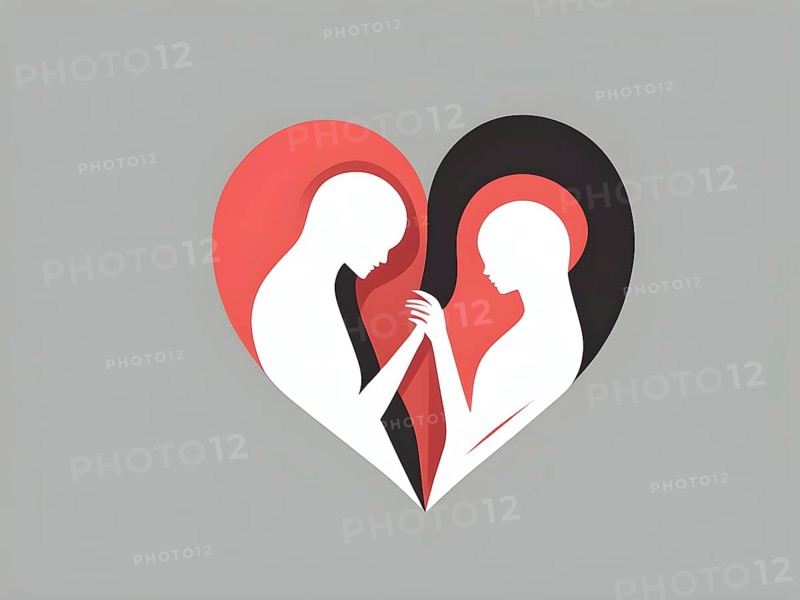Abstract minimalist love themed wallpaper illustration, AI generated