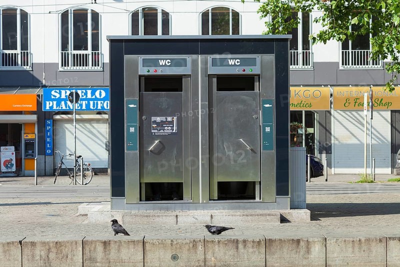 Public toilet block, WC at Bremen station square, Bremen, Germany, Europe