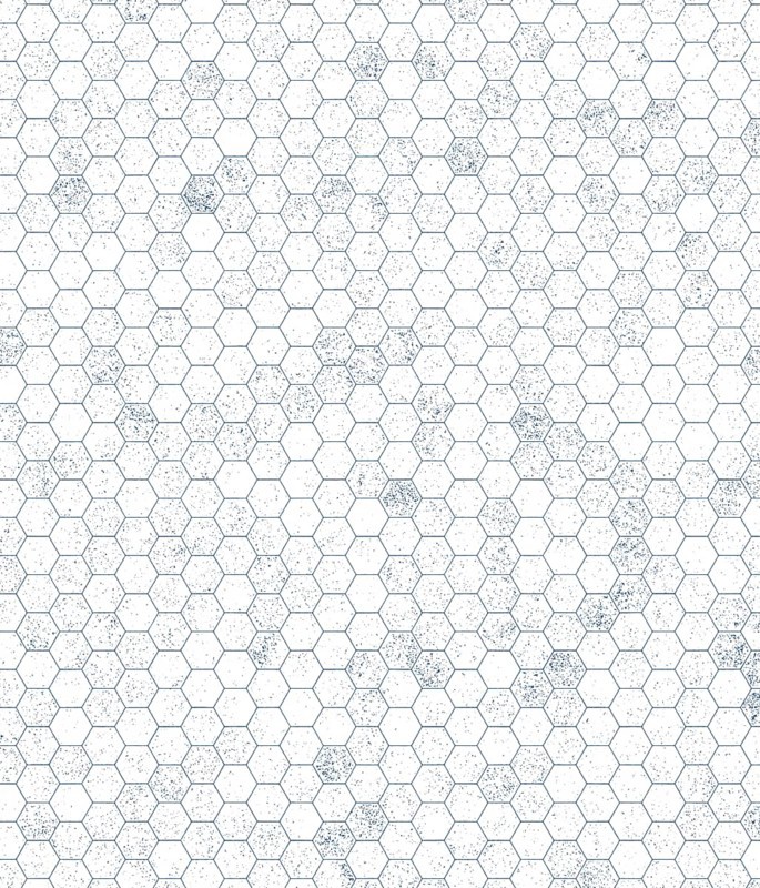 A minimalist and modern pattern featuring repetitive white hexagonal tiles with a subtle textured design