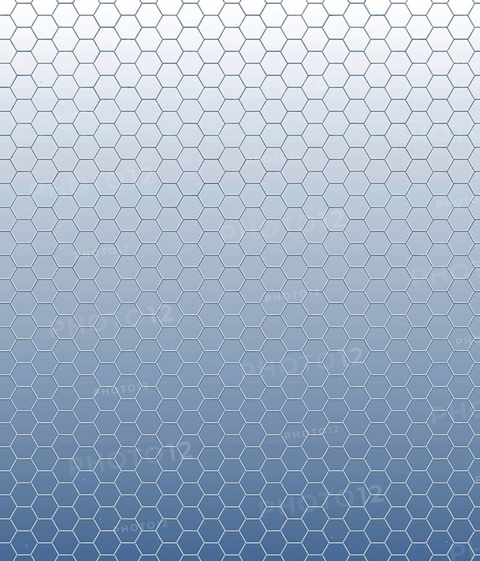 A gradient hexagonal grid pattern, transitioning from light blue to dark blue, creating a geometric and abstract background