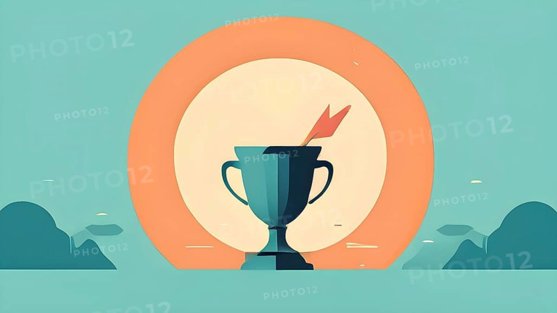 Minimalist illustration depicting visual language for success, AI generated
