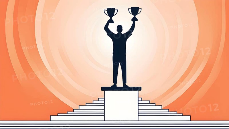 Minimalist illustration depicting visual language for success, AI generated