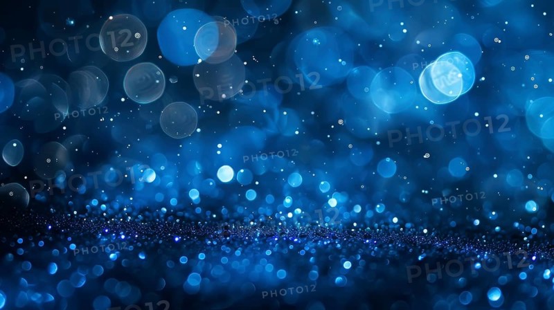 Abstract image showcasing sparkling blue bokeh lights creating a magical and whimsical atmosphere, AI generated