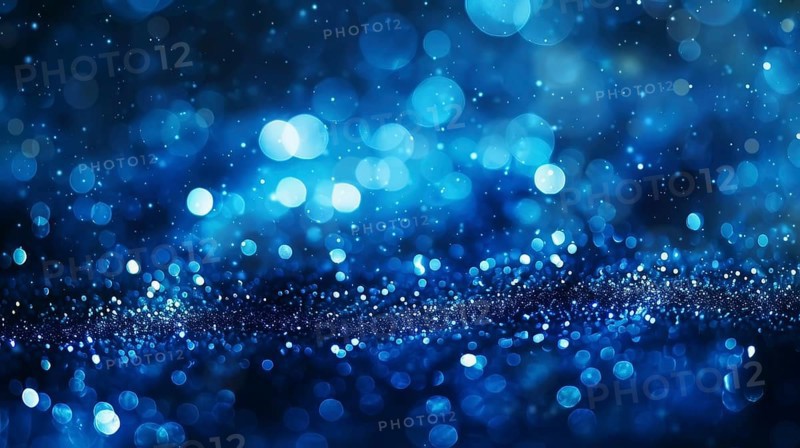 Ethereal abstract image with varying blue bokeh lights creating a mysterious and deep atmosphere, AI generated