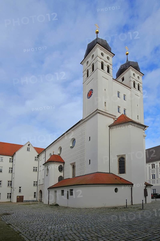 Renaissance court church at the castle, twin towers, Günzburg, Bavaria, Germany, Europe