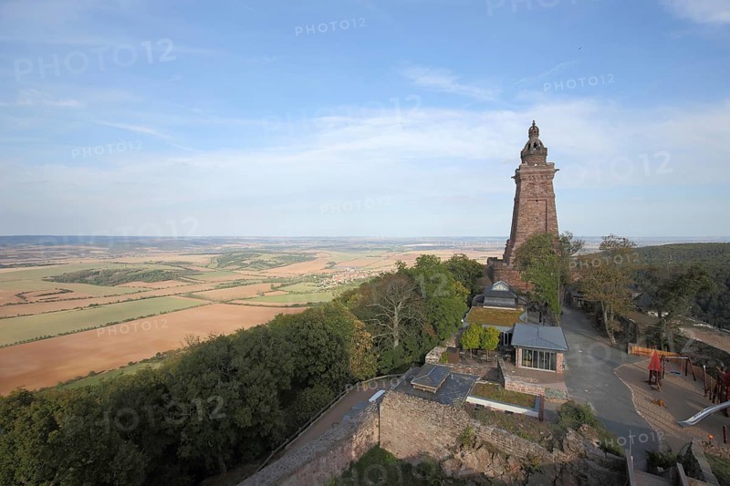 View from Kyffhäuser monument, landscape, view, tower, Kyffhäuser, Thuringia, Germany, Europe