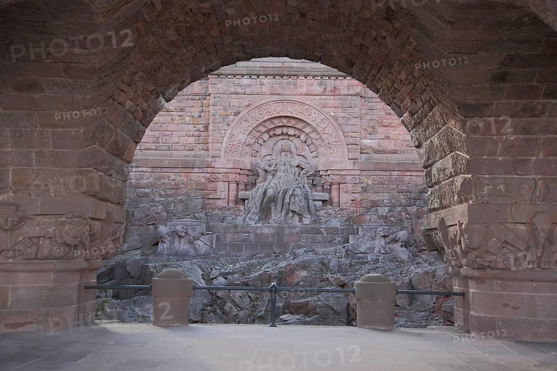 Barbarossa Frederick I German Emperor, red stone, archway, Kyffhäuser monument, Kyffhäuser, Thuringia, Germany, Europe