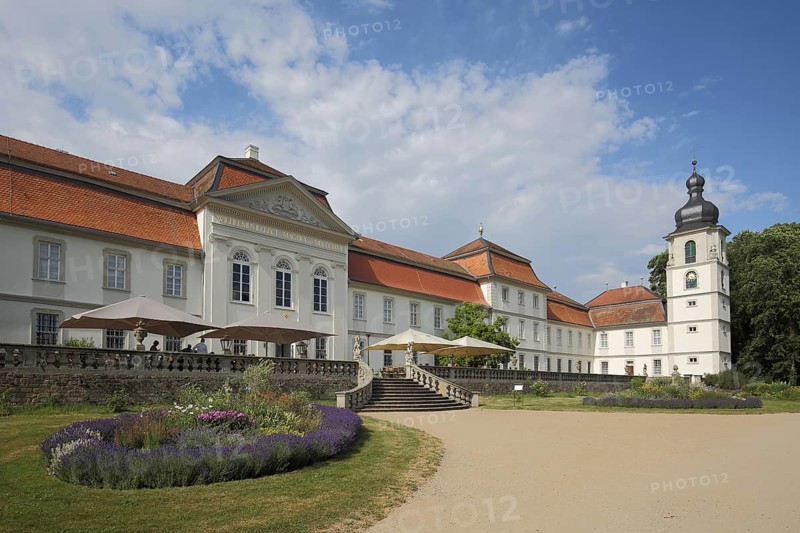 Baroque Fasanerie Palace with ornamental garden and floral decoration, Fasanerie Palace, Eichenzell, Hesse, Germany, Europe