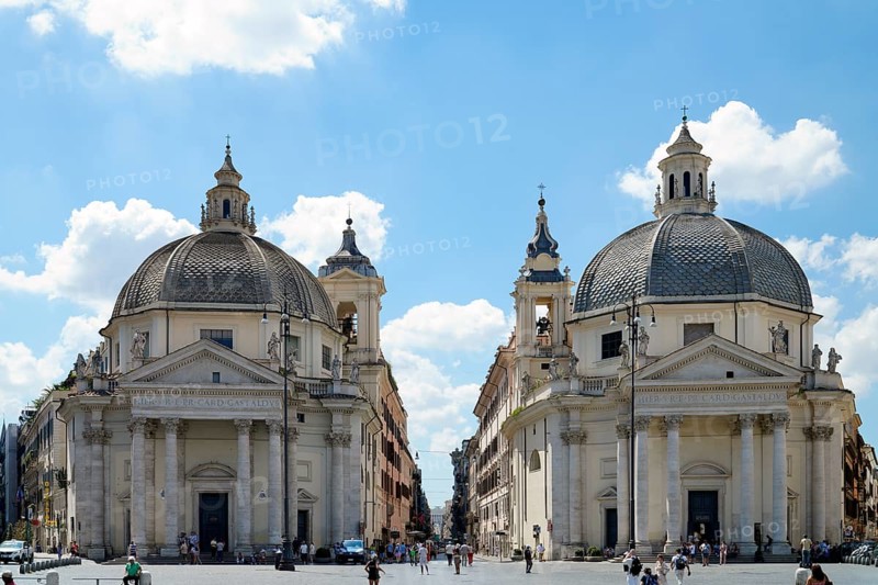 Santa Maria di Monte Santo, Santa Maria dei Miracoli, most famous square, Piazza del Popolo, Campo Marzio neighbourhood, People's Square, Lazio region, Italy, Roma, Lazio, Italy, Europe
