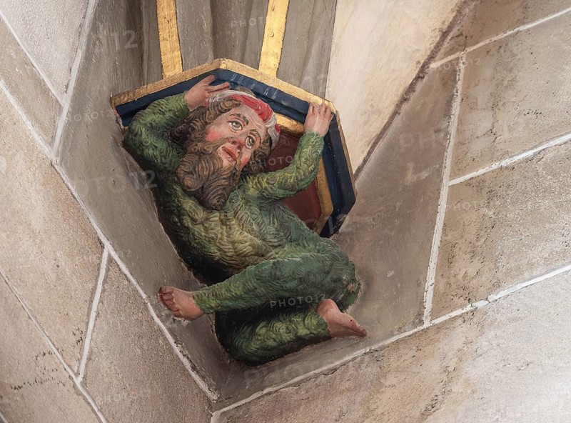 Wild Man, Console Stone in the Heilig Kreuz Minster, Rottweil, Baden-Württemberg, Germany, Europe