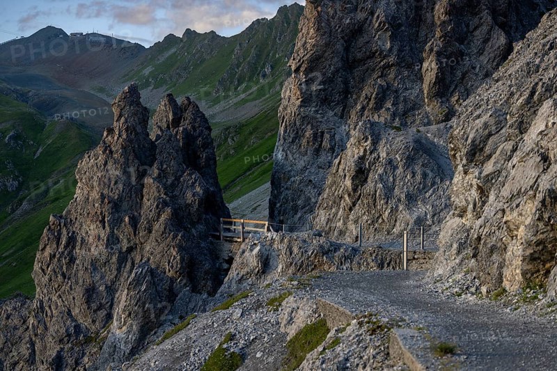 Rocky path below Weisshorn, Davos, Graubünden, Switzerland, Europe
