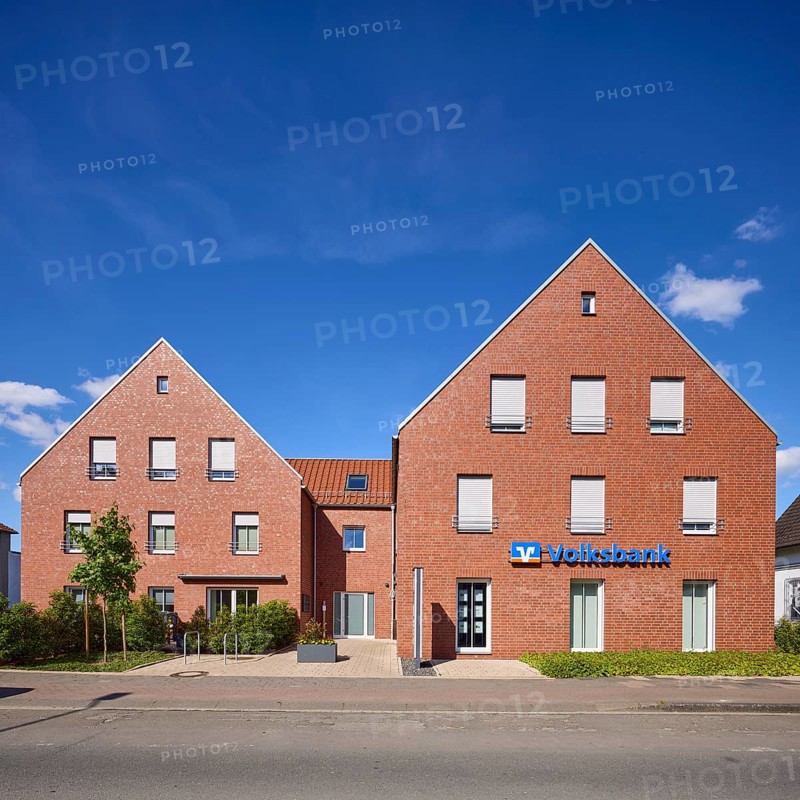 Branch of Volksbank Nottuln eG in the Appelhülsen district, Nottuln, Münsterland, Coesfeld district, North Rhine-Westphalia, Germany, Europe