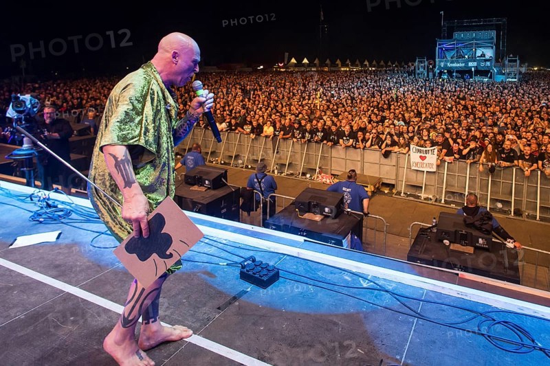 Stumpen (Gero Ivers), singer of the Berlin band Knorkator, at the Wacken Open Air in Wacken. The traditional metal festival takes place from 31 July to 3 August 2024